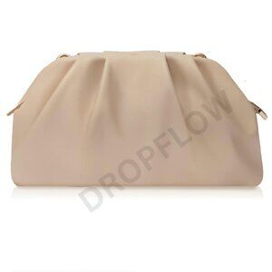 Elegant Pleated Evening Clutch Convertible Chain Shoulder Bag Minimal Chic